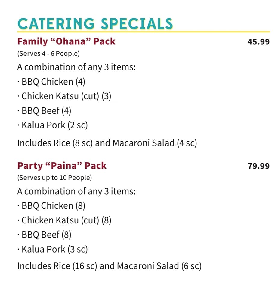 L&L Hawaiian Barbecue 717 Eden Way N #610, Chesapeake
