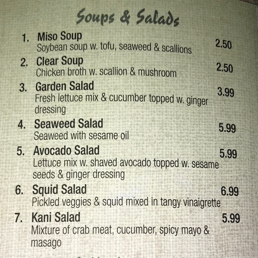 Roda Japan House Menu