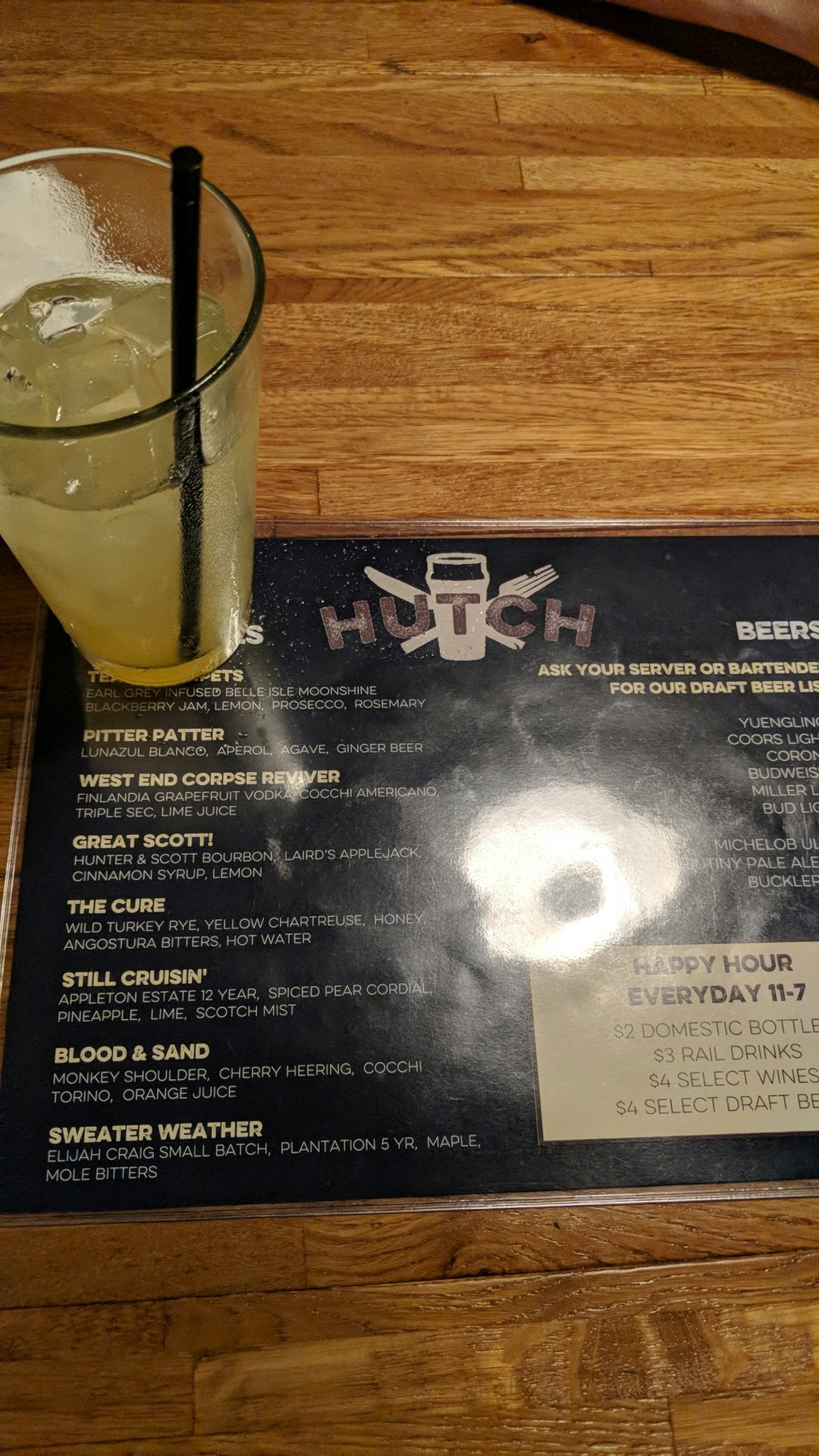 Hutch Bar & Eatery Menu