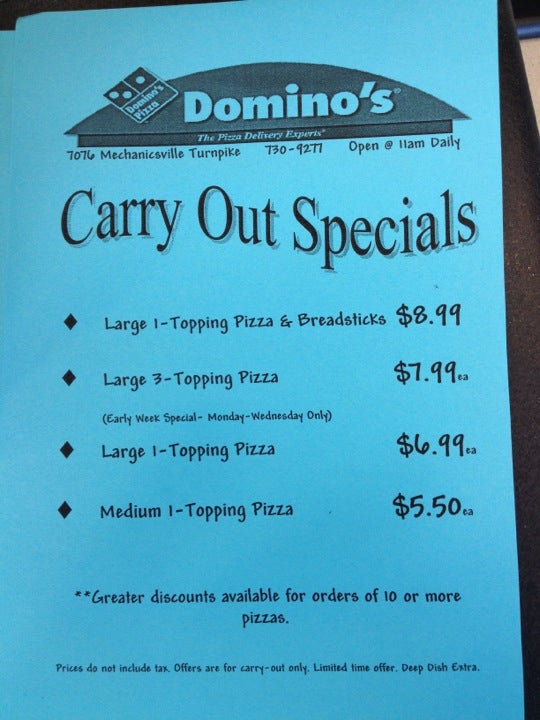 Domino's Pizza Menu