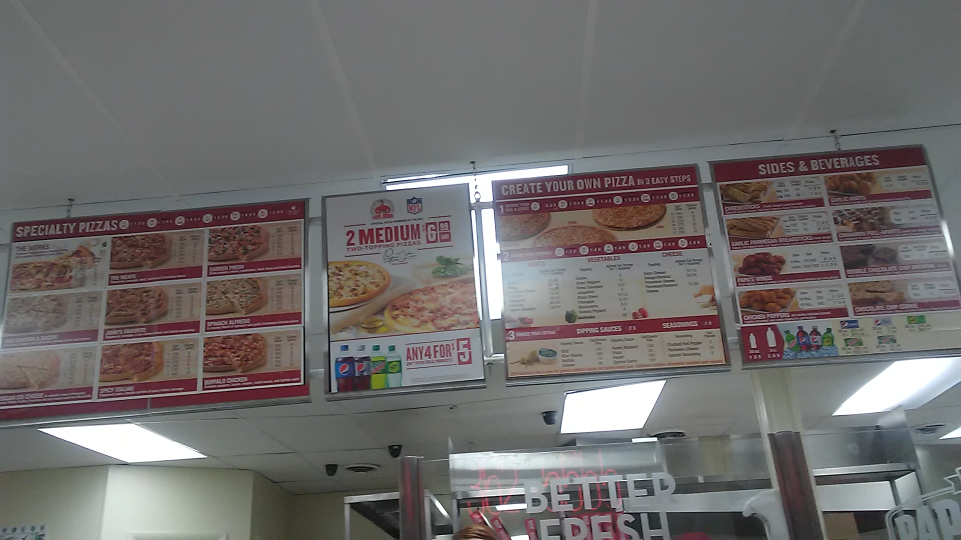 Papa Johns Pizza Menu