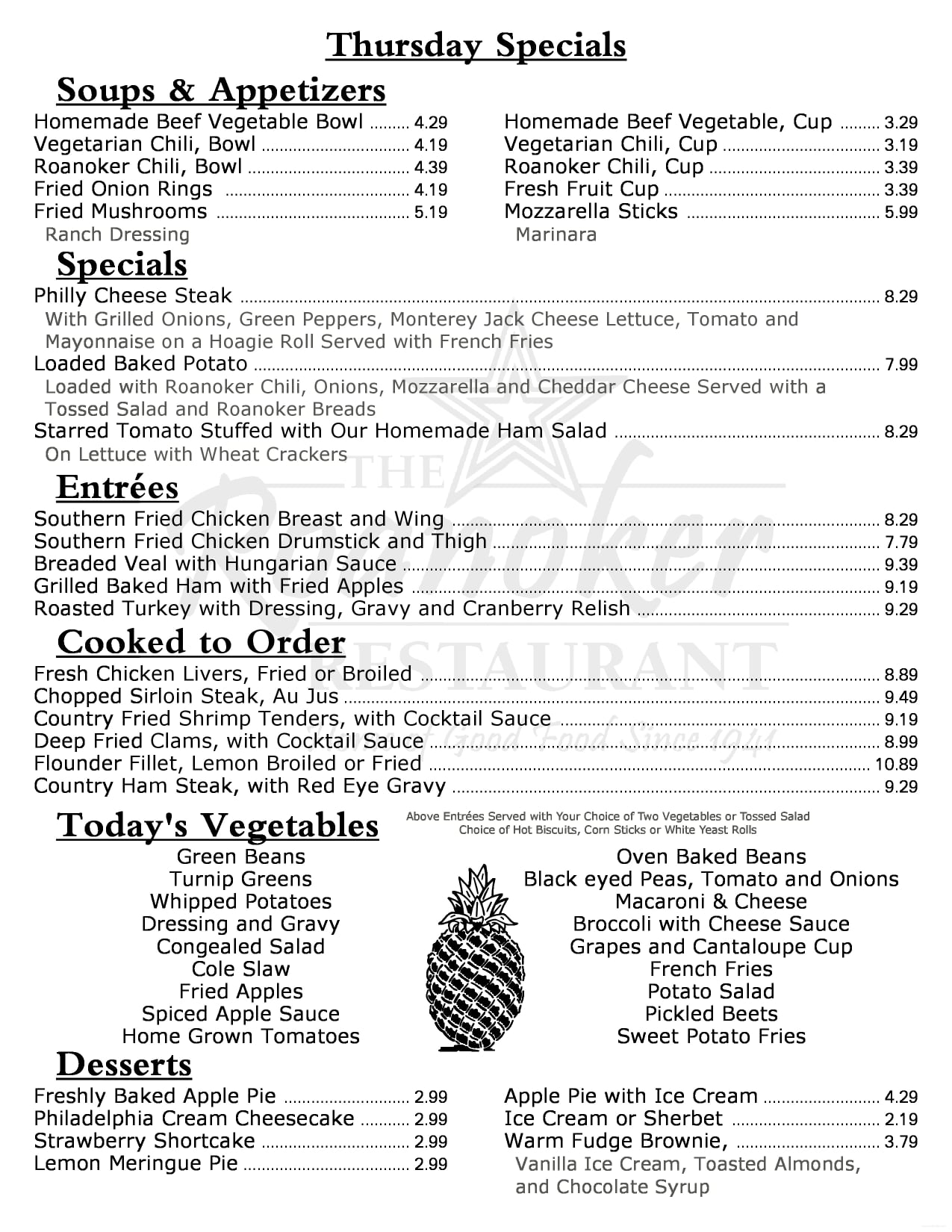 Roanoker Restaurant 2522 Colonial Ave SW, Roanoke