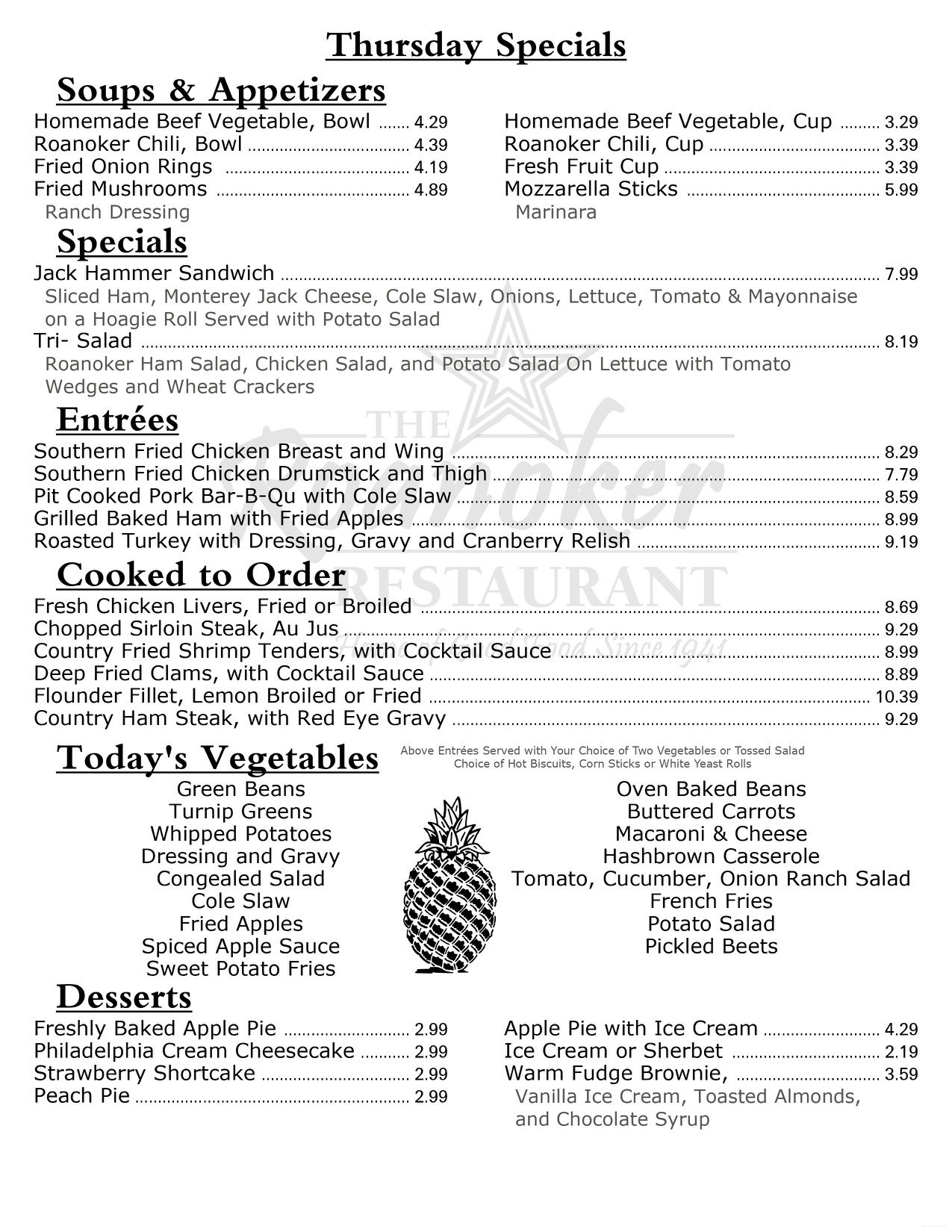 Roanoker Restaurant 2522 Colonial Ave SW, Roanoke