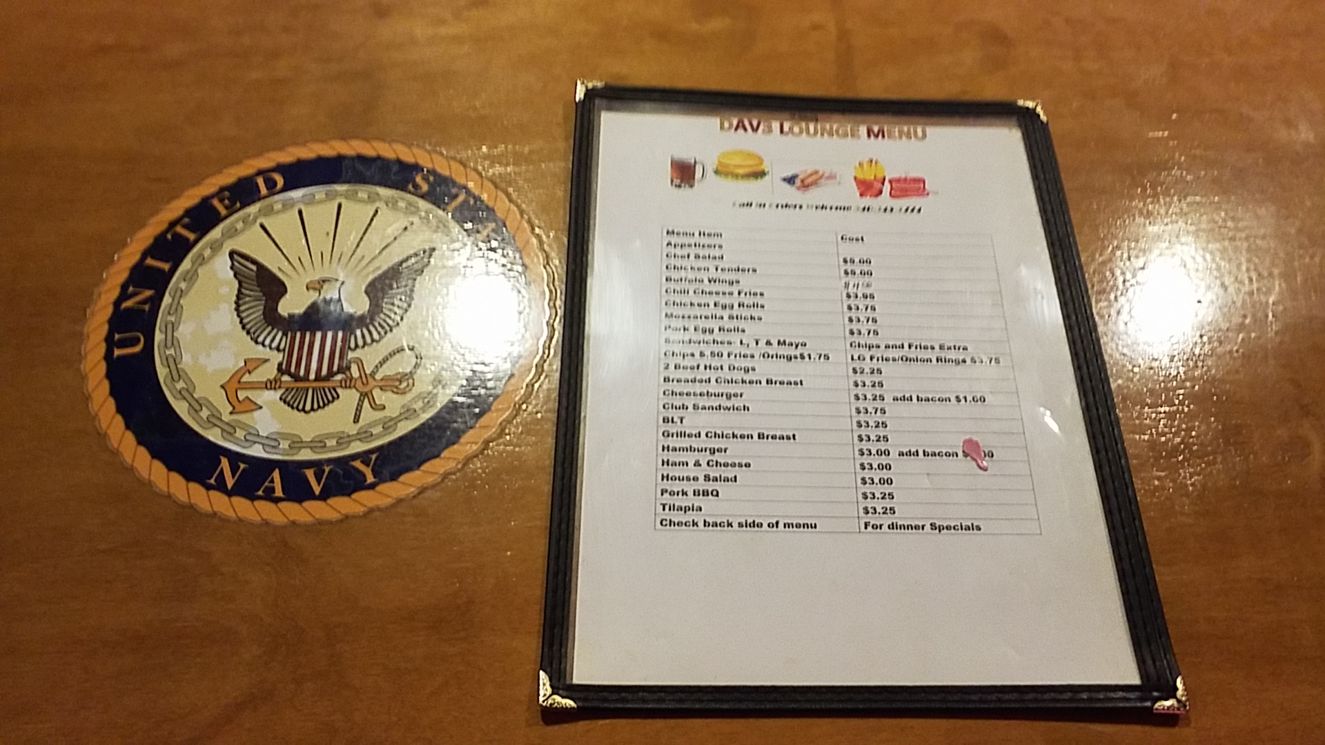 DAV Roanoke Valley Honor Guard Menu