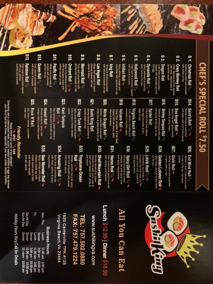 Sushi King 1920 Centerville Turnpike, Virginia Beach