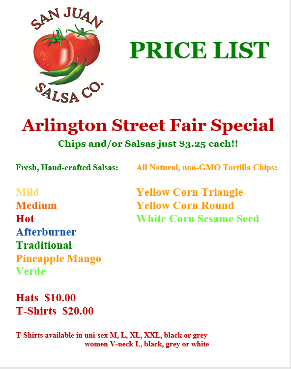 San Juan Salsa Co Menu