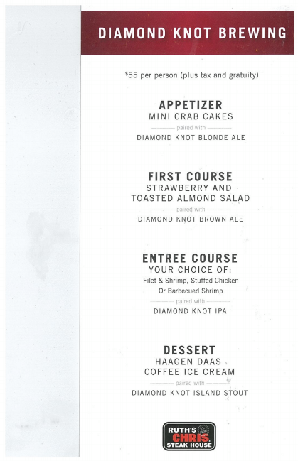 Diamond Knot Production Brewery & Taproom Menu