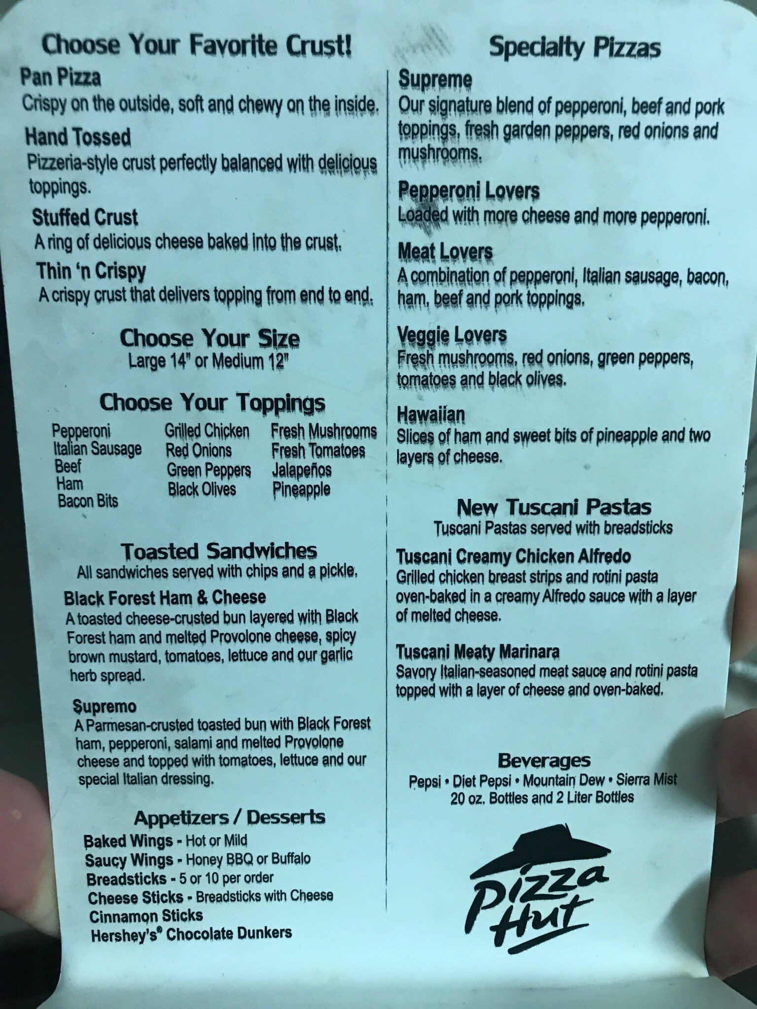 Pizza Hut Menu