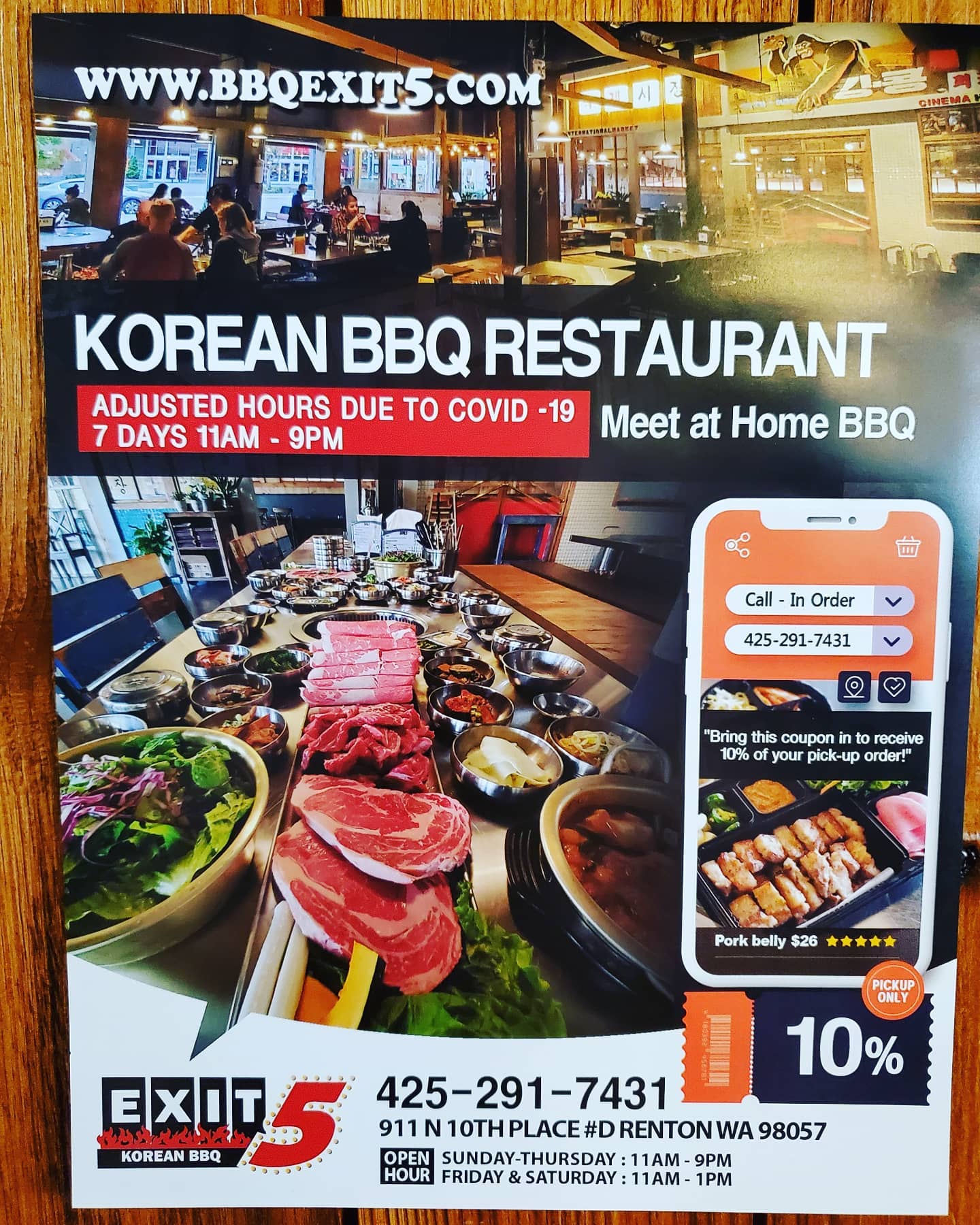 Exit 5 Korean BBQ 911 N 10th Pl ste d, Renton
