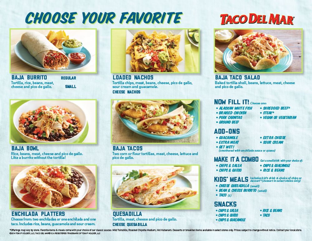 Taco Del Mar Menu