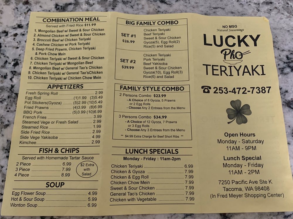 Lucky Teriyaki 7250 Pacific Ave k, Tacoma