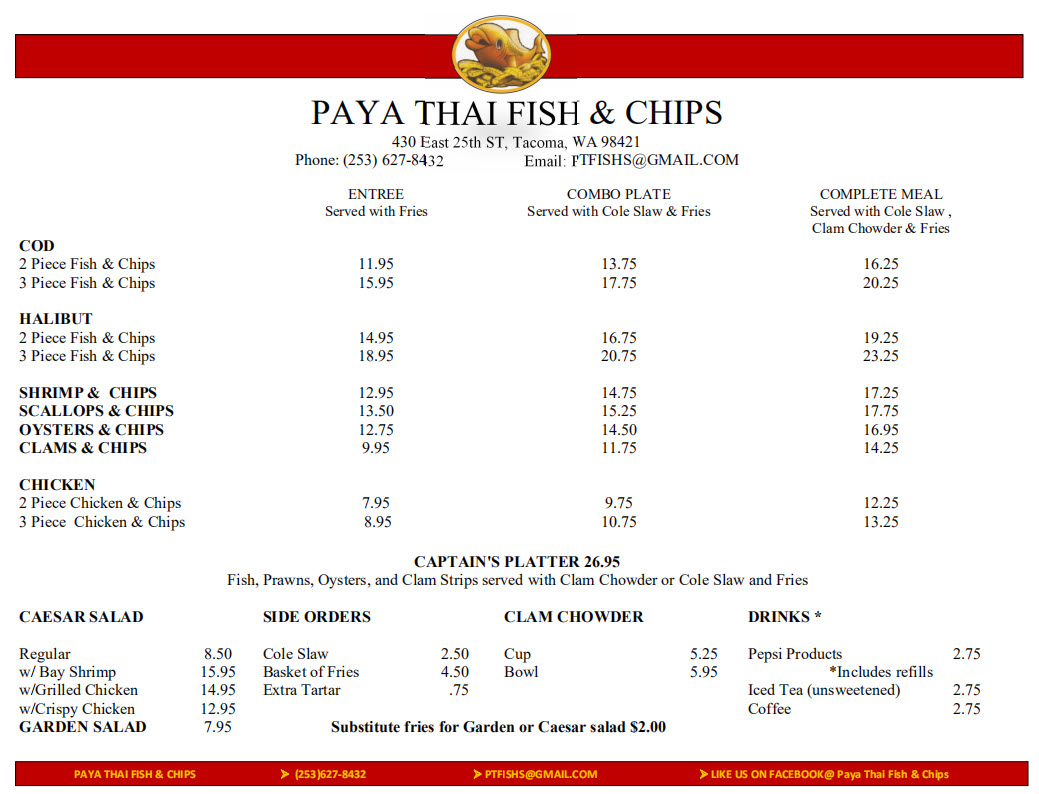 Paya Thai Fish & Chips 430 E 25th St, Tacoma