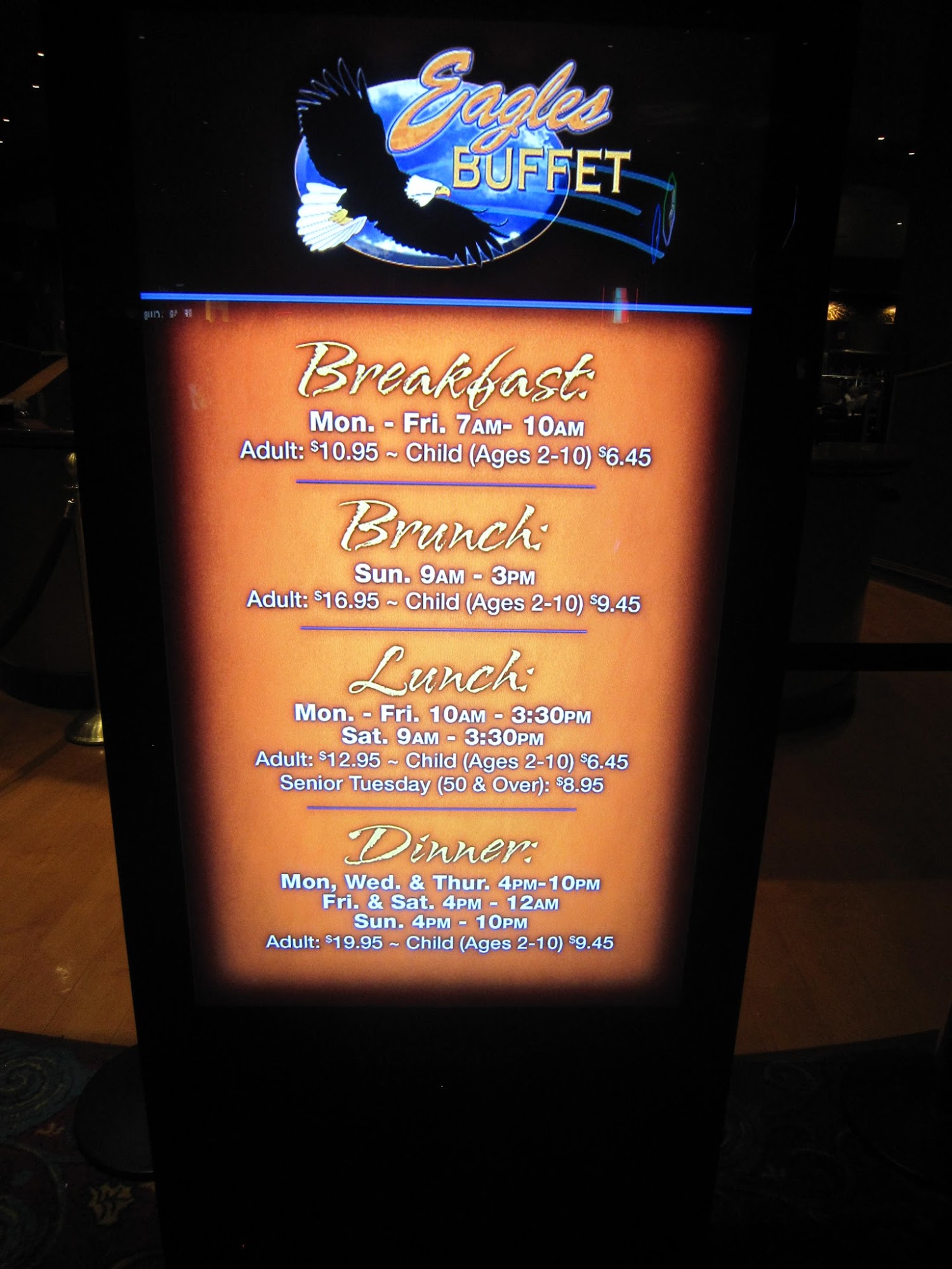 Eagles Buffet Menu