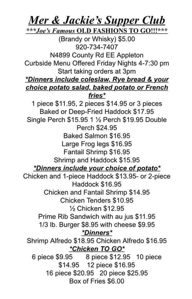 Mer & Jackie’s Supper Club Menu