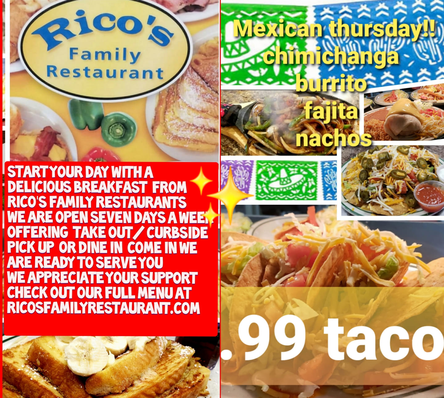 Rico's Family Restaurant 2025 N Richmond St, Appleton
