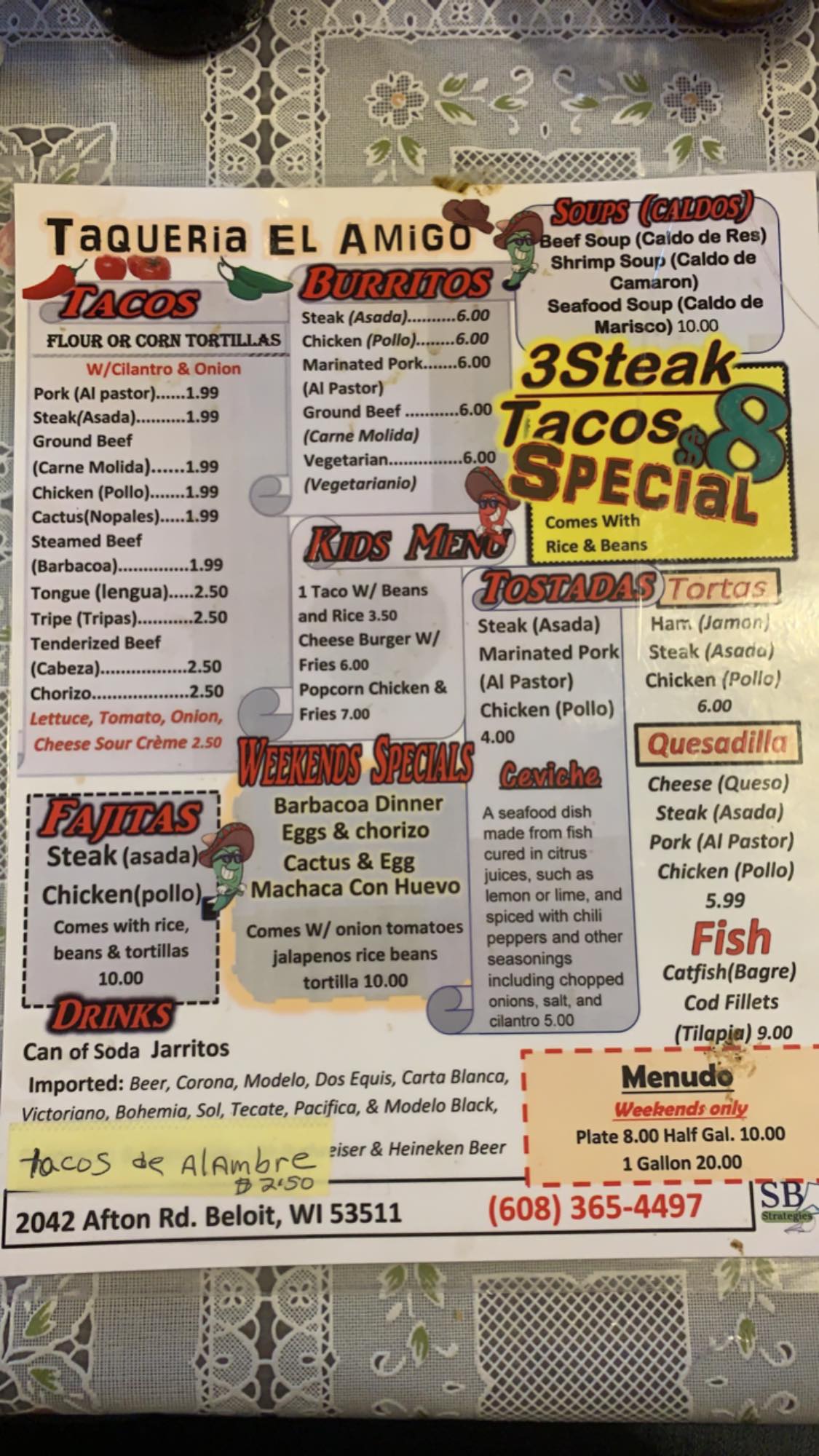 Beloit, WI Restaurants Open for Takeout, Curbside Service and/or