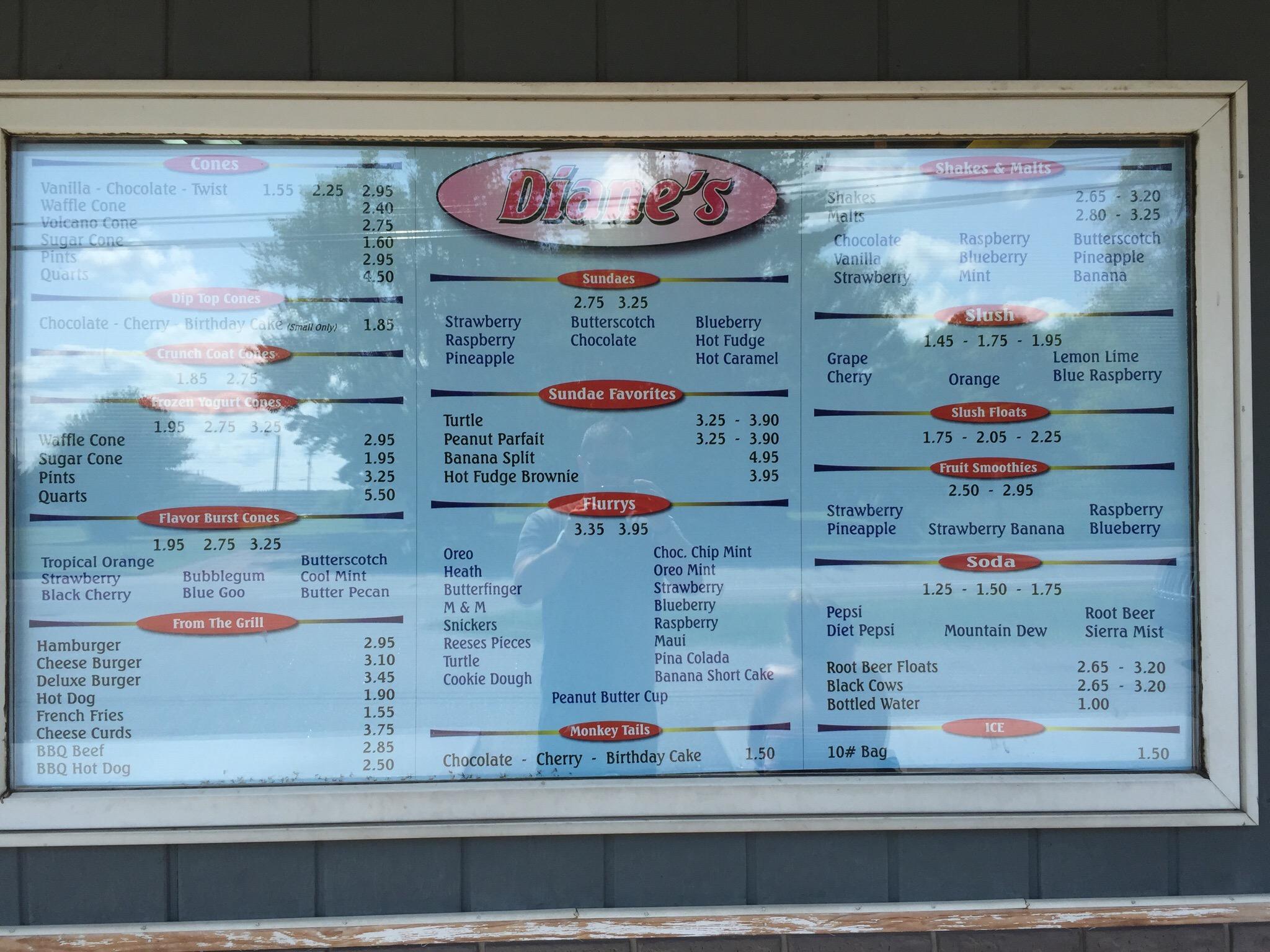 Diane's Soft Serve Menu