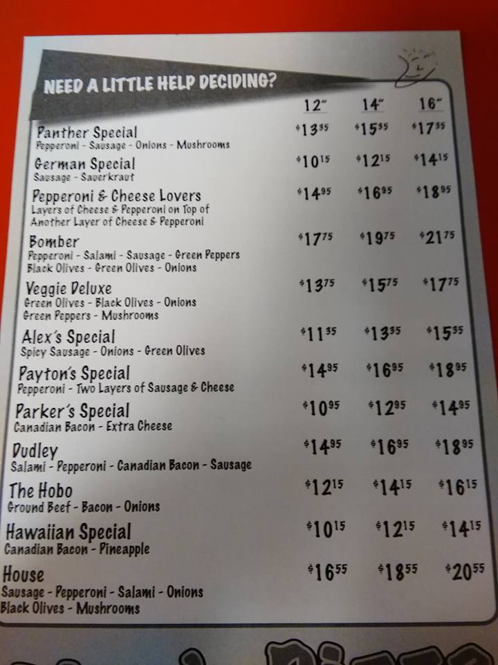 Alex's Menu