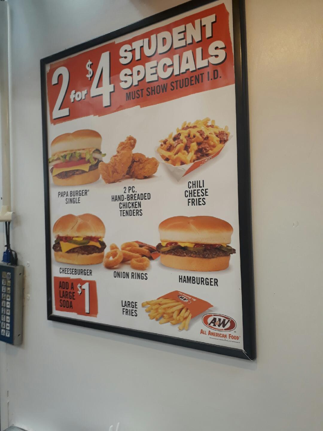 A&W Restaurant Menu