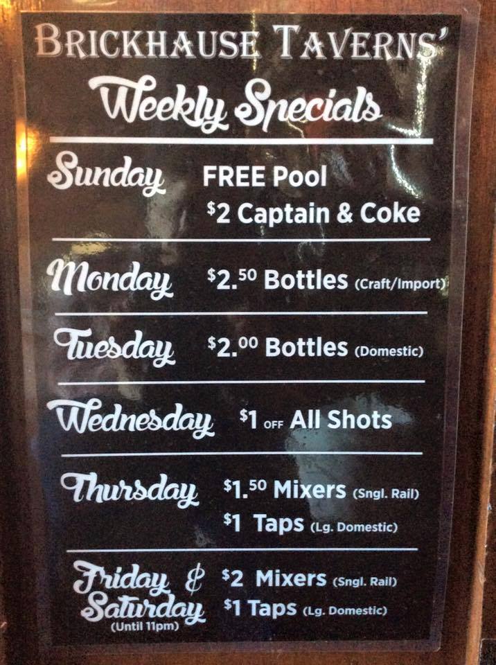 Brickhause Tavern Menu