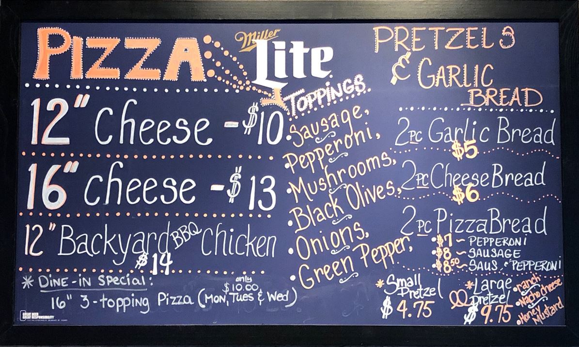 Billy D's Pub Menu