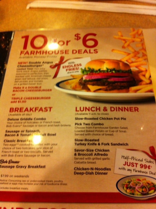 Bob Evans Menu