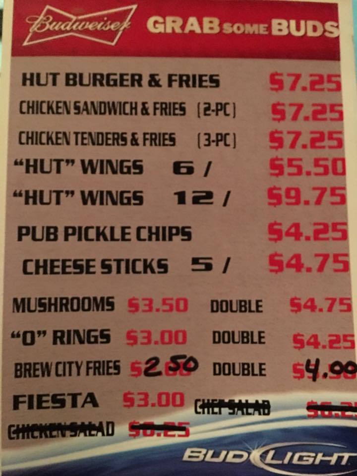 The Hut Menu